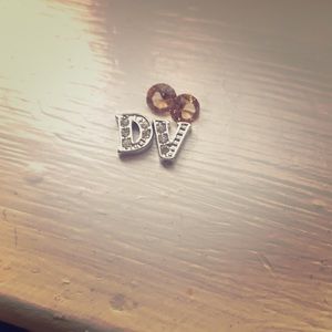 Origami charms D initial & V. And two stones .